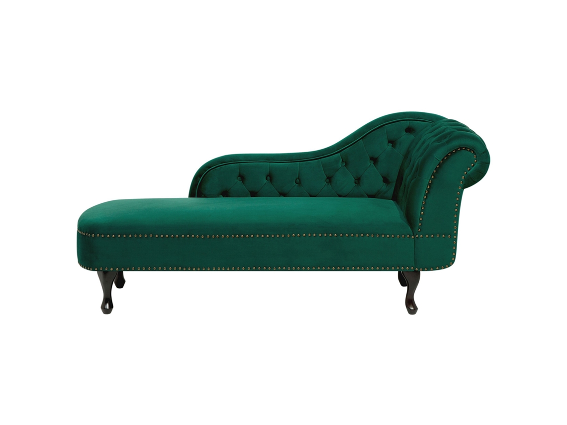 Chaise longue versão à direita BELIANI Nimes de Veludo Verde 169x65x79