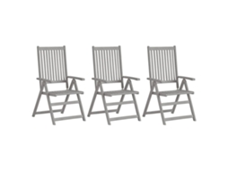 Maison Exclusive - Cadeiras Jardim Reclináveis C/ Almofadões 3 Pcs Acácia Maciça