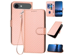 Capa De Couro Para Iphone 17 Air - Fivela Em Fibra De Carbono - Com Cordão