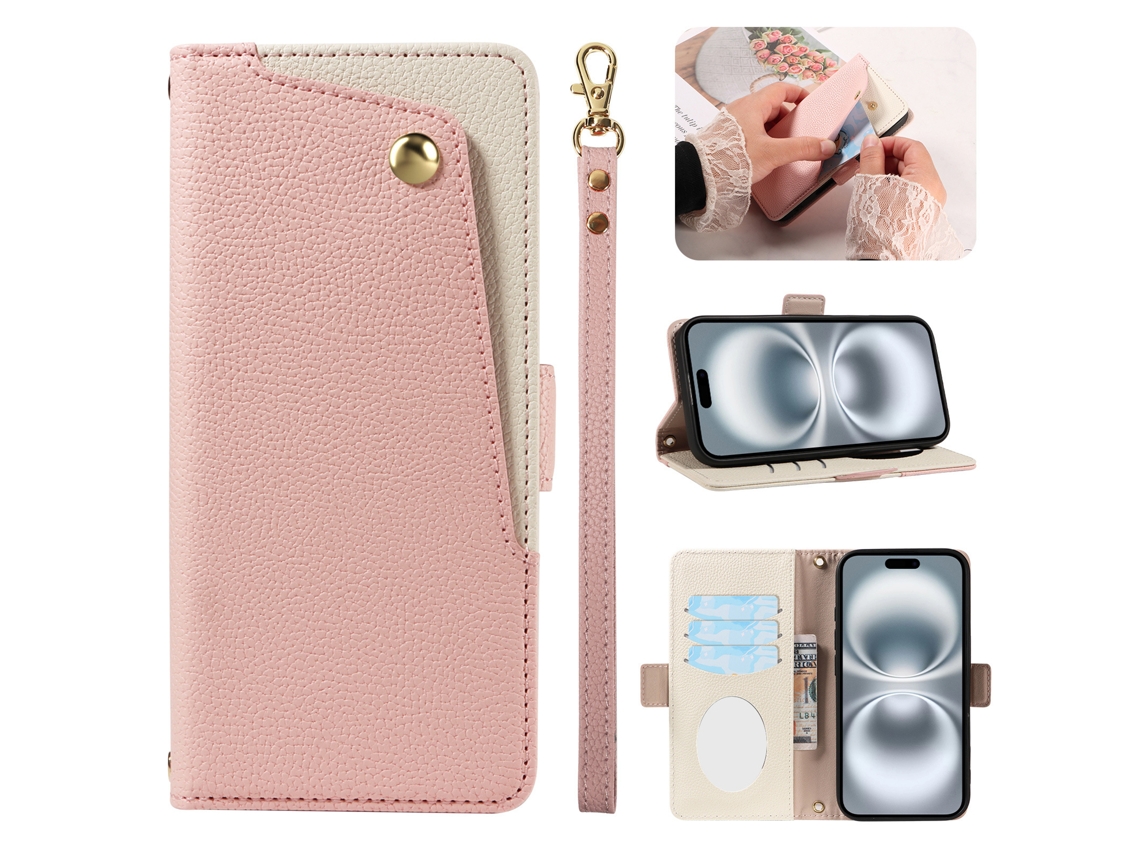 Capa Para Celular Em Couro Texturizado Com Cordão, Capa Para Iphone.rosa - Iphone Xs Max