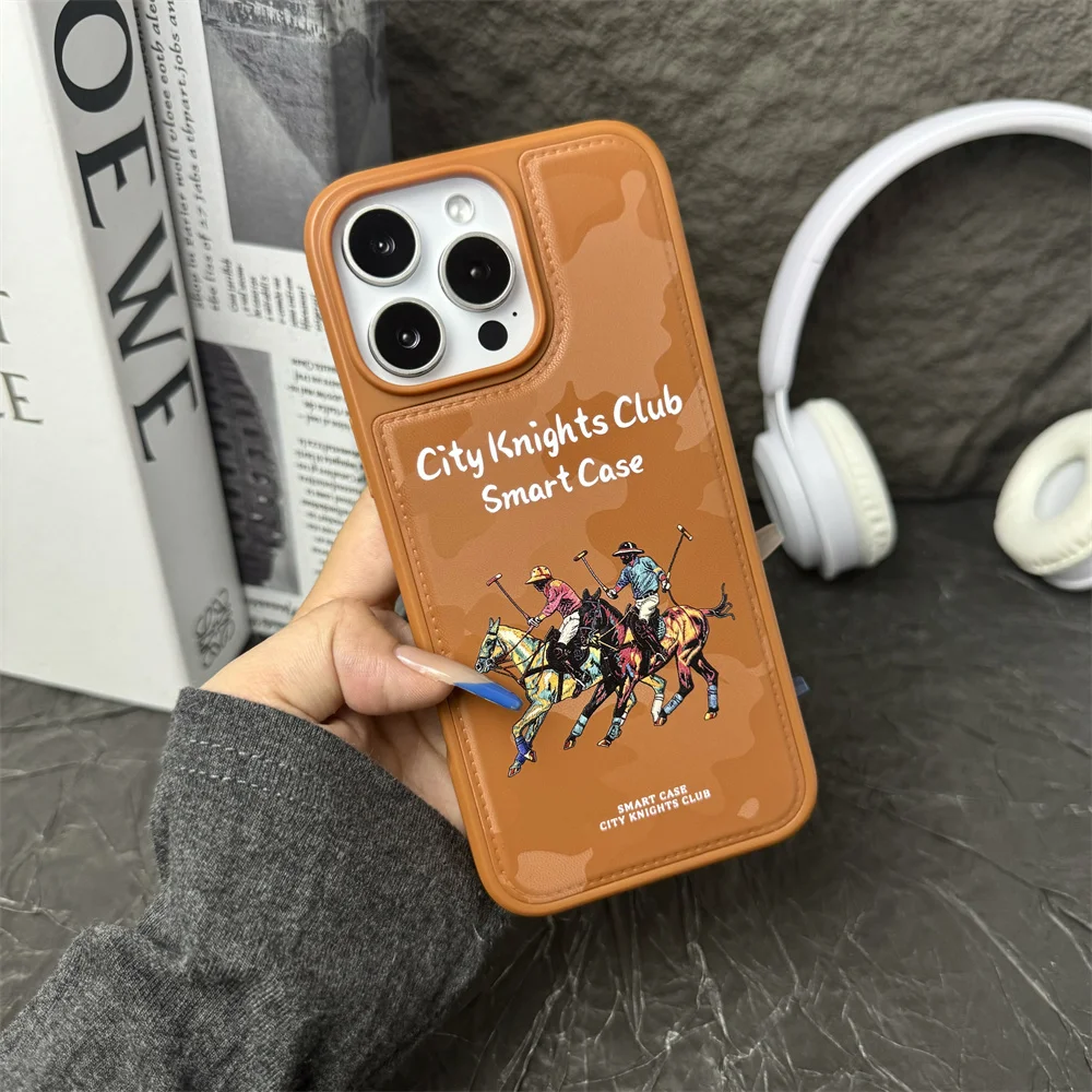 Capa Magnética Magsafe Com Estampa De Cavaleiro Para Iphone 15 (dourada), Compatível Com Iphone E Resistente A Impactos.