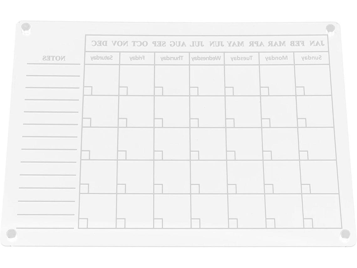 Tableau Blanc Magnético Em Acrílico , Calendrier Aimanté Réutilizável Para Refrigerador, Escritório E
