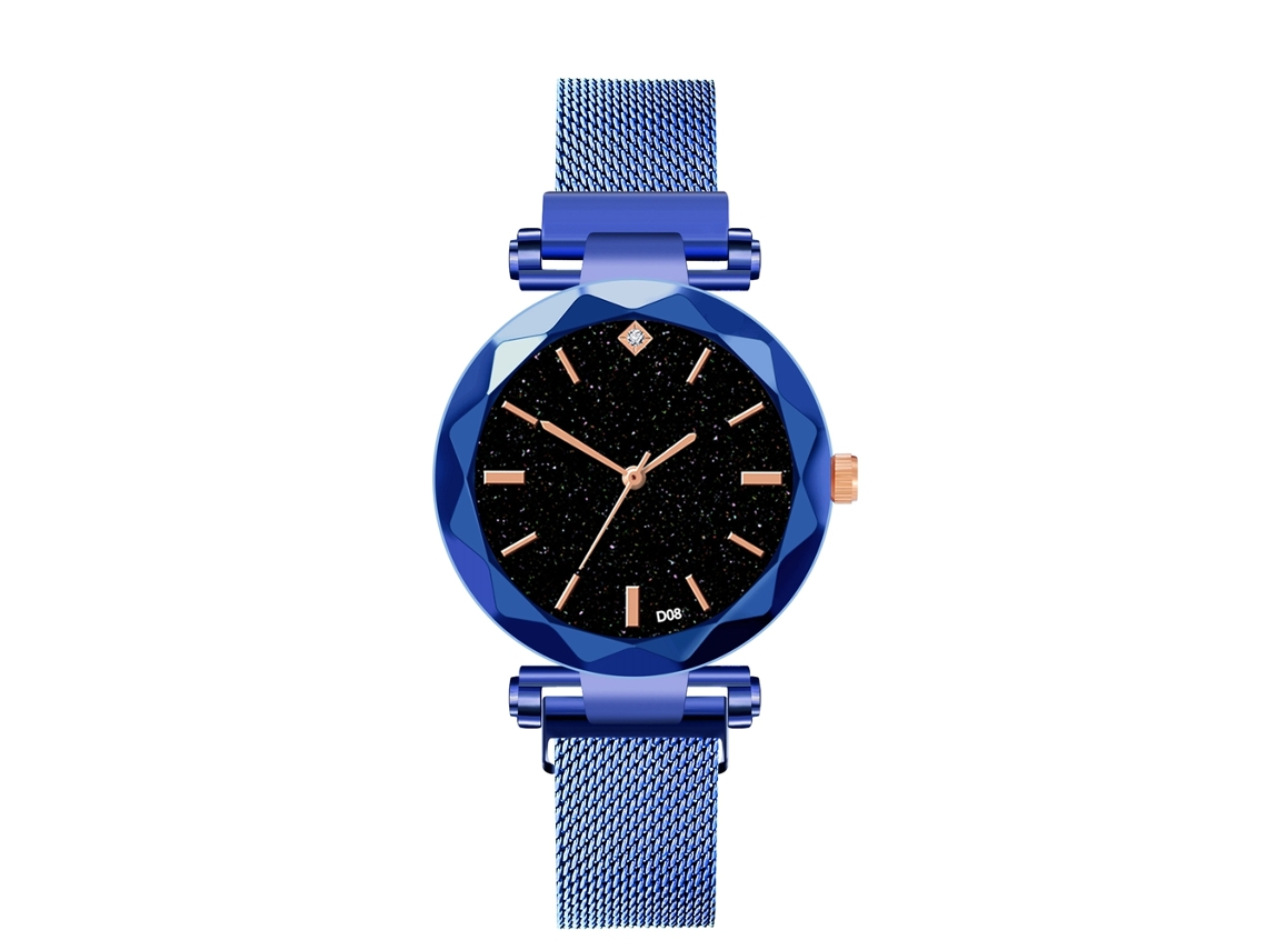 Reloj De Pulsera Masculino De Moda Casual Con Esfera De Aleación Espejo Cuarzo Azul
