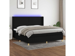 Vidaxl Cama Box Spring C/ Colchão E Led 200x200 Cm Tecido Preto