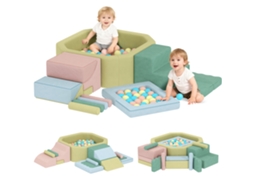Conjunto De 15 Blocos Modulares Macios Com 200 Bolas Para Uso Interno, Multicolorido