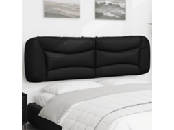 Vidaxl Almofadão De Cabeceira Hvar 180 Cm Couro Artificial Preto