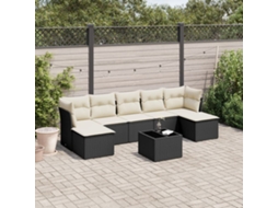 8 Pcs Conjunto Sofás De Jardim Com Almofadões Vime Pe Preto Dkd Home Decor