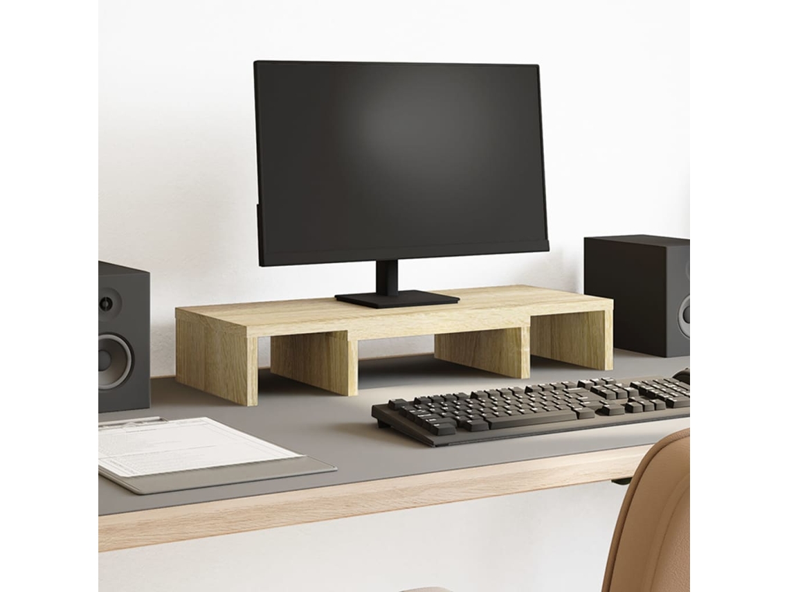 Vidaxl Suporte P/ Monitor Ajustável Derivados Madeira Carvalho Sonoma