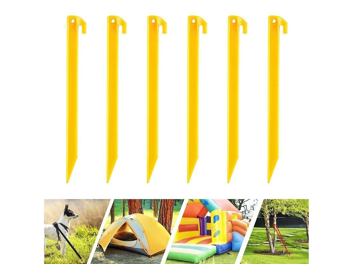 6 Estacas De Tenda De Plástico Para Camping Praia Jardim, 22,5cm, Resistente, Amarelo