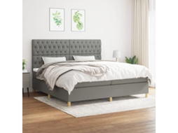 Vidaxl Cama Com Molas/colchão 200x200 Cm Tecido Cinzento-escuro