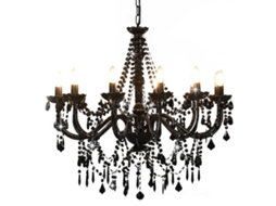 Vidaxl Lustre Com Contas Lâmpadas 12 X E14 Preto