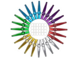 Kit de 24 Kazoo de Metal com 24 Diafragmas em 6 cores, para Ukulele e Violino S/MARCA