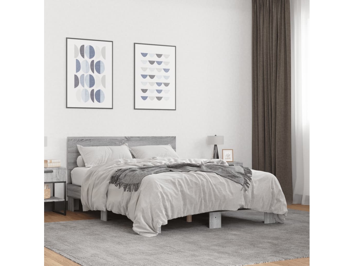 Estrutura De Cama 140x200 Cm Derivados De Madeira/metal