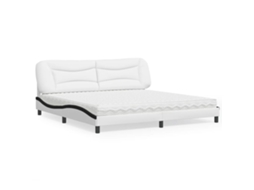 Vidaxl Cama Com Colchão Hvar 200x200 Cm Couro Artificial Preto E Branco