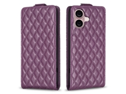 Capa Em Couro Pu Com Suporte Para Apple Iphone 16 - Roxo Escuro
