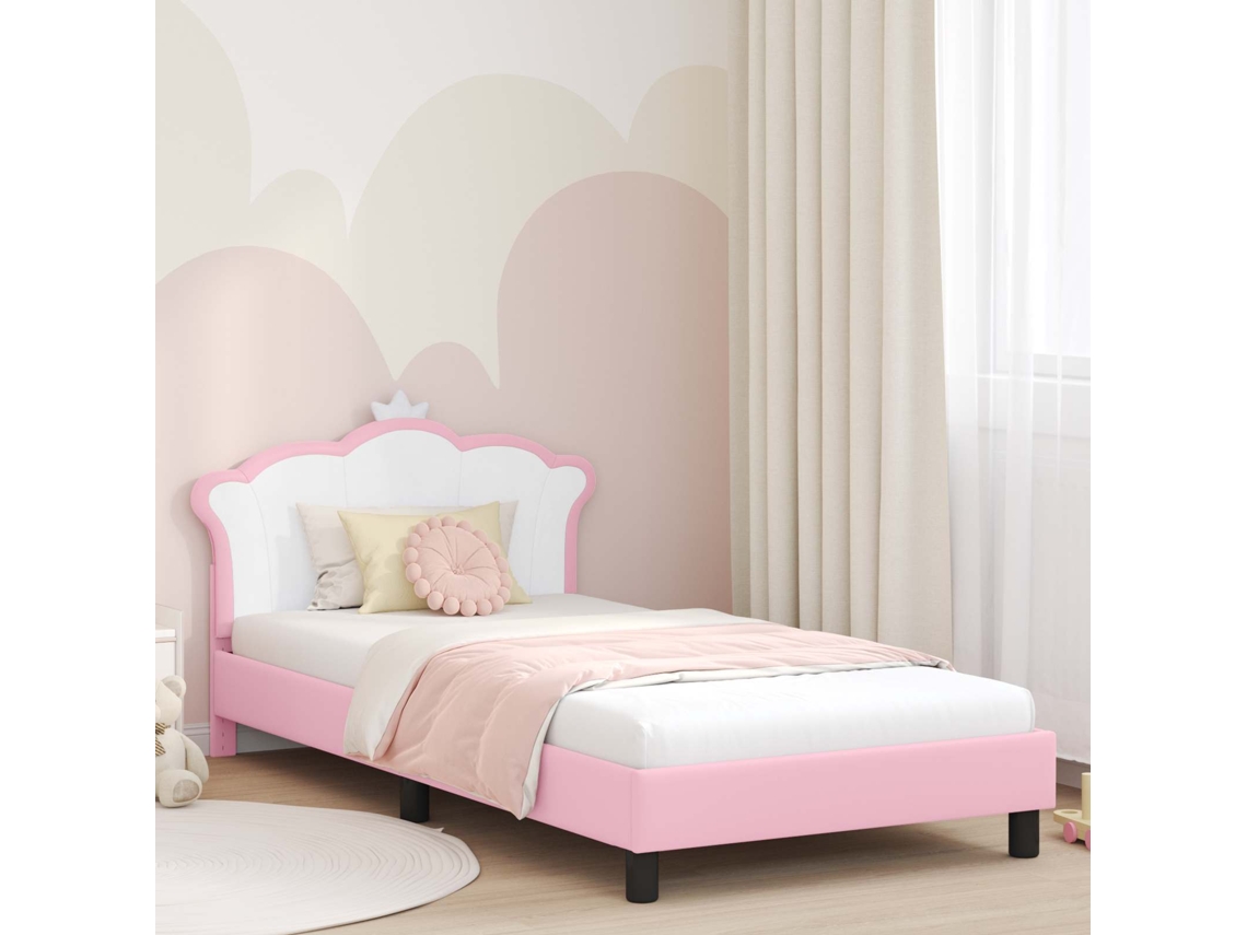 Vidaxl Estrutura De Cama Infantil Com Cabeceira Rosa 80 X 200 Cm Pu