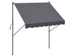 Toldo Manual Retrátil 200x175x210 310 Cm Ajustável com Alça Uv40+ Proteção Solar para Varanda Cinza Ge