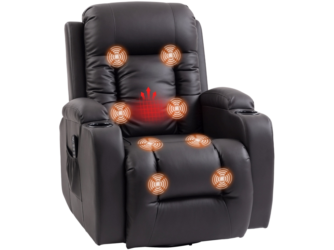 Poltrona de Massagem com Aquecimento, Reclinável, 82x99x103cm Marrom
