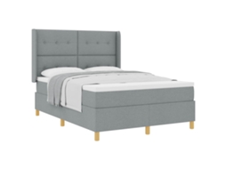Vidaxl Cama Box Com Cabeceira Cinzento-claro 140 X 190 Cm Tecido