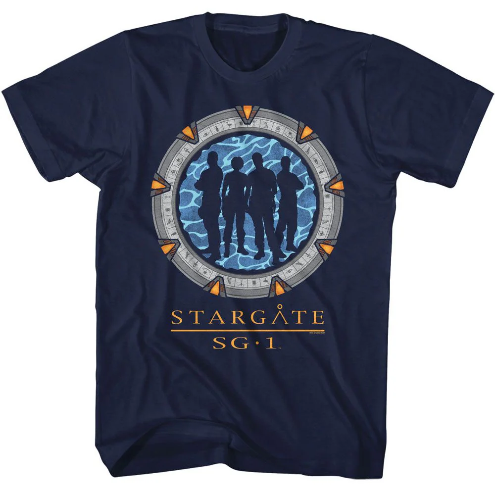 Unisex Adult T-shirt Rockinstone Stargate Silhouette Gate Navy Sizexxxl