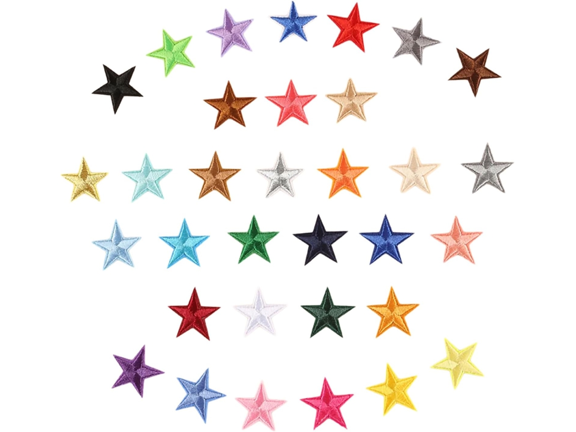 Conjunto de 33 Apliques Bordados em Formato de Estrela para Chapéus, Mochilas, Sapatos, SFUSHOS