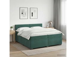 Vidaxl Cama Box Spring Com Colchão Verde-escuro 200 X 200 Cm Veludo