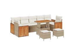 Conjunto 13 Conjunto De Sofá De Jardim Vidaxl Bege Vime Pe (283 X 161 X 85 Cm)