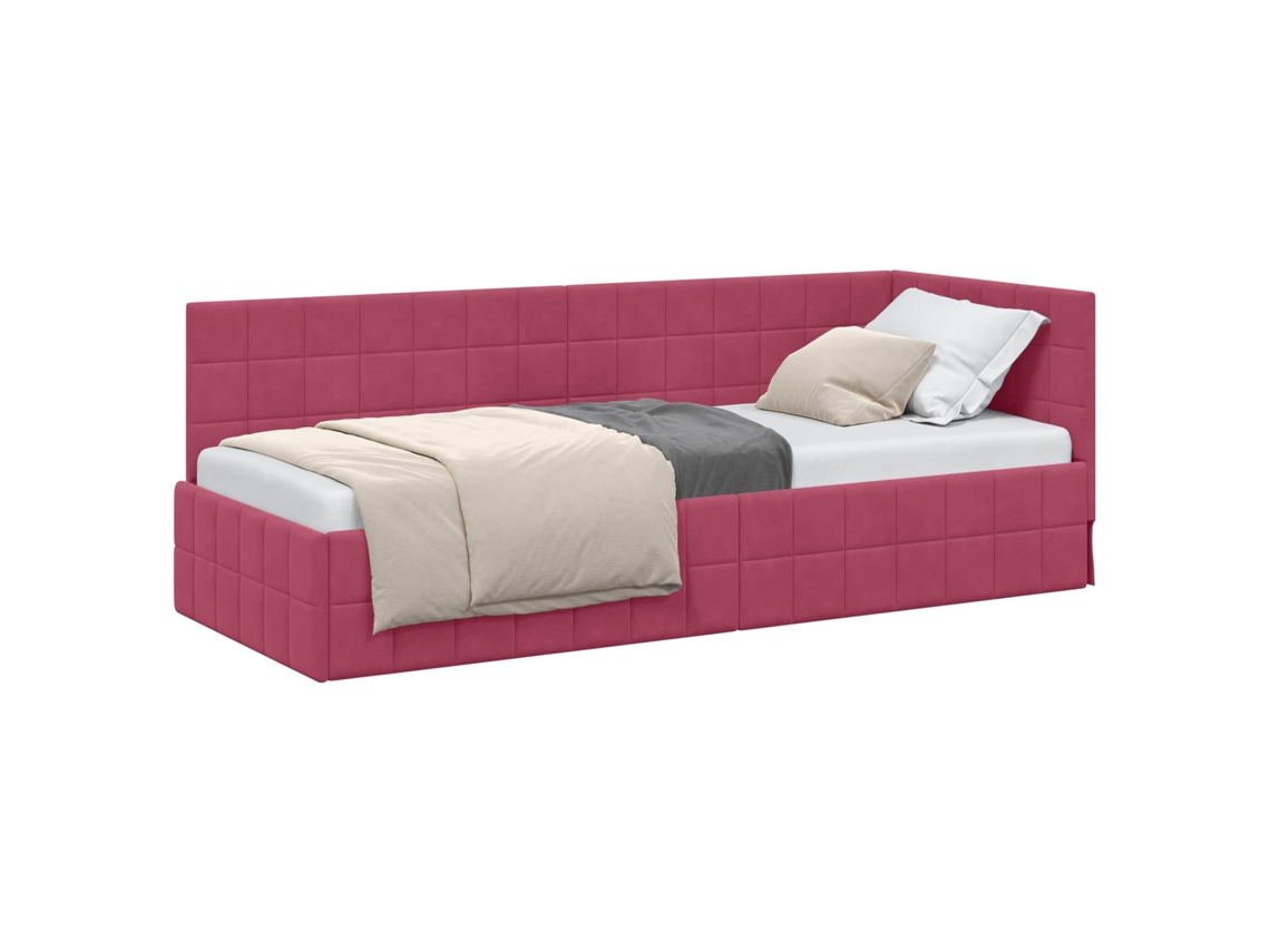 Conjunto 1 Cama De Canto Vidaxl Vermelho Veludo (80 Cm X 200 Cm)
