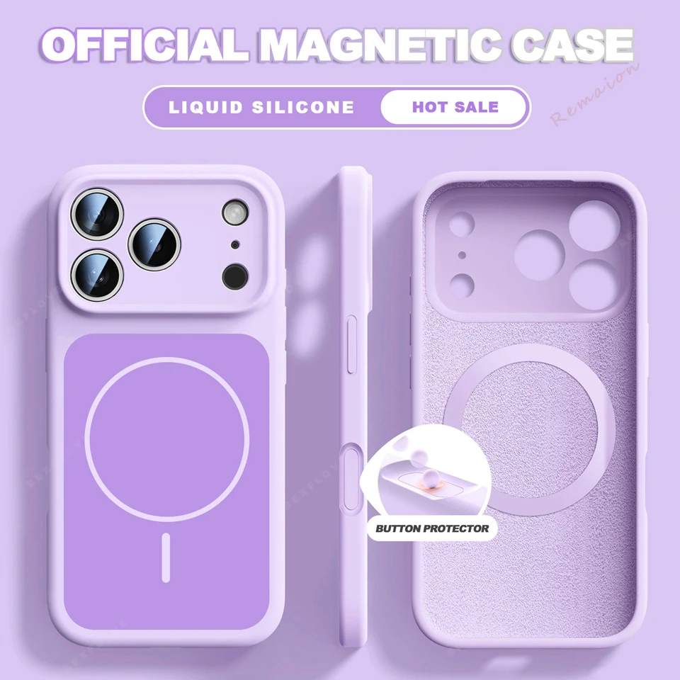 Capa Magnética Magsafe De Silicone Líquido (iphone 16, Roxa), Adequada Para Iphone, Capa Macia À Prova De Choque.