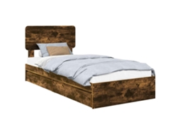 Cama com Armazenamento com Gaveta Carvalho Defumado 90x200 cm MAISON EXCLUSIVE