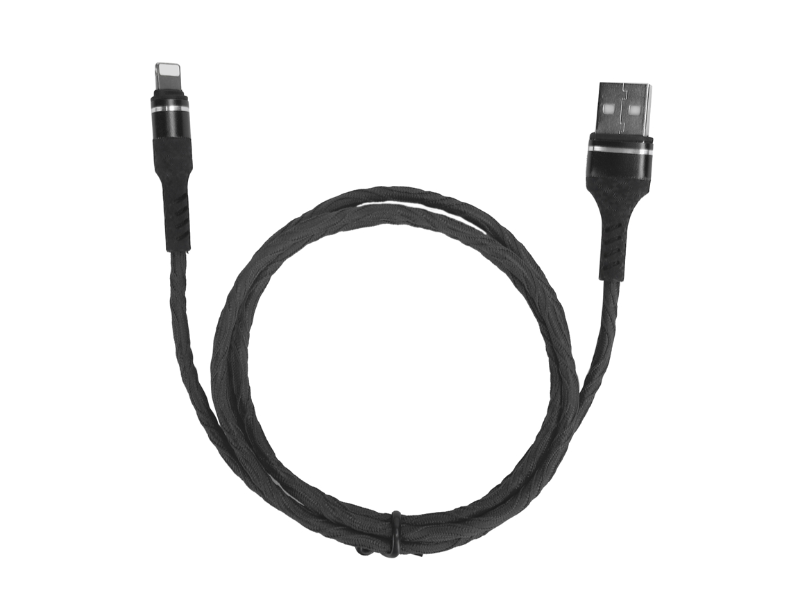 Cabo de Dados Multifuncional de Carregamento Rápido com Costura em Jeans Embossado Cabo de Dados Trançado 3a Preto 1m Lightning EOOCOO