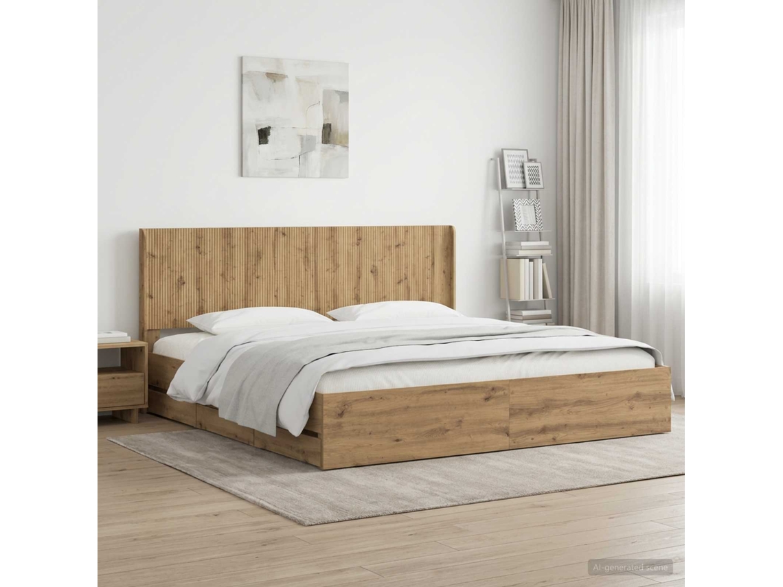 Vidaxl Estrutura De Cama Com Armazenamento E Cabeceira