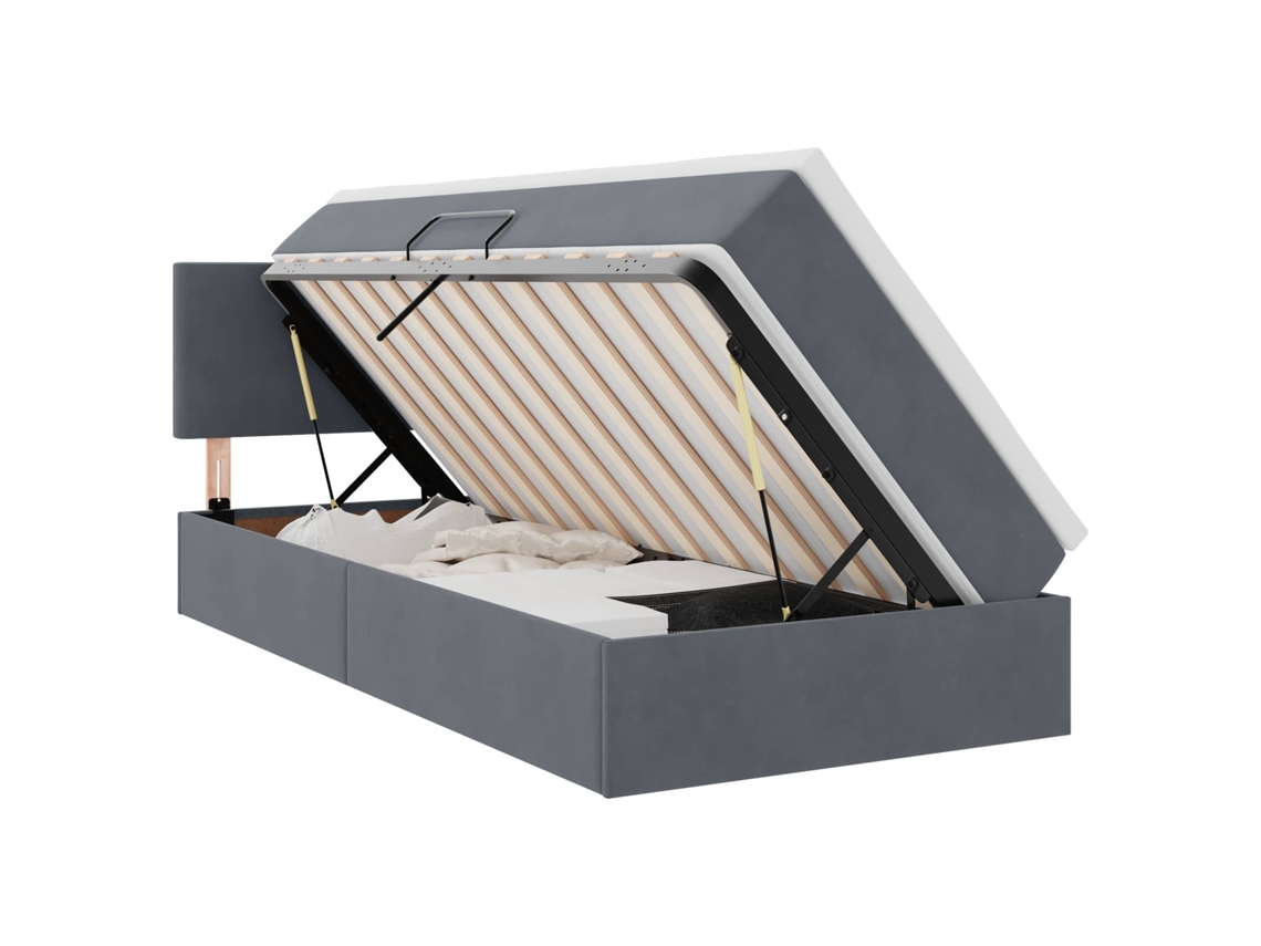SYFAX™ Cama de Armazenamento Led com Colchão Cinzento escuro