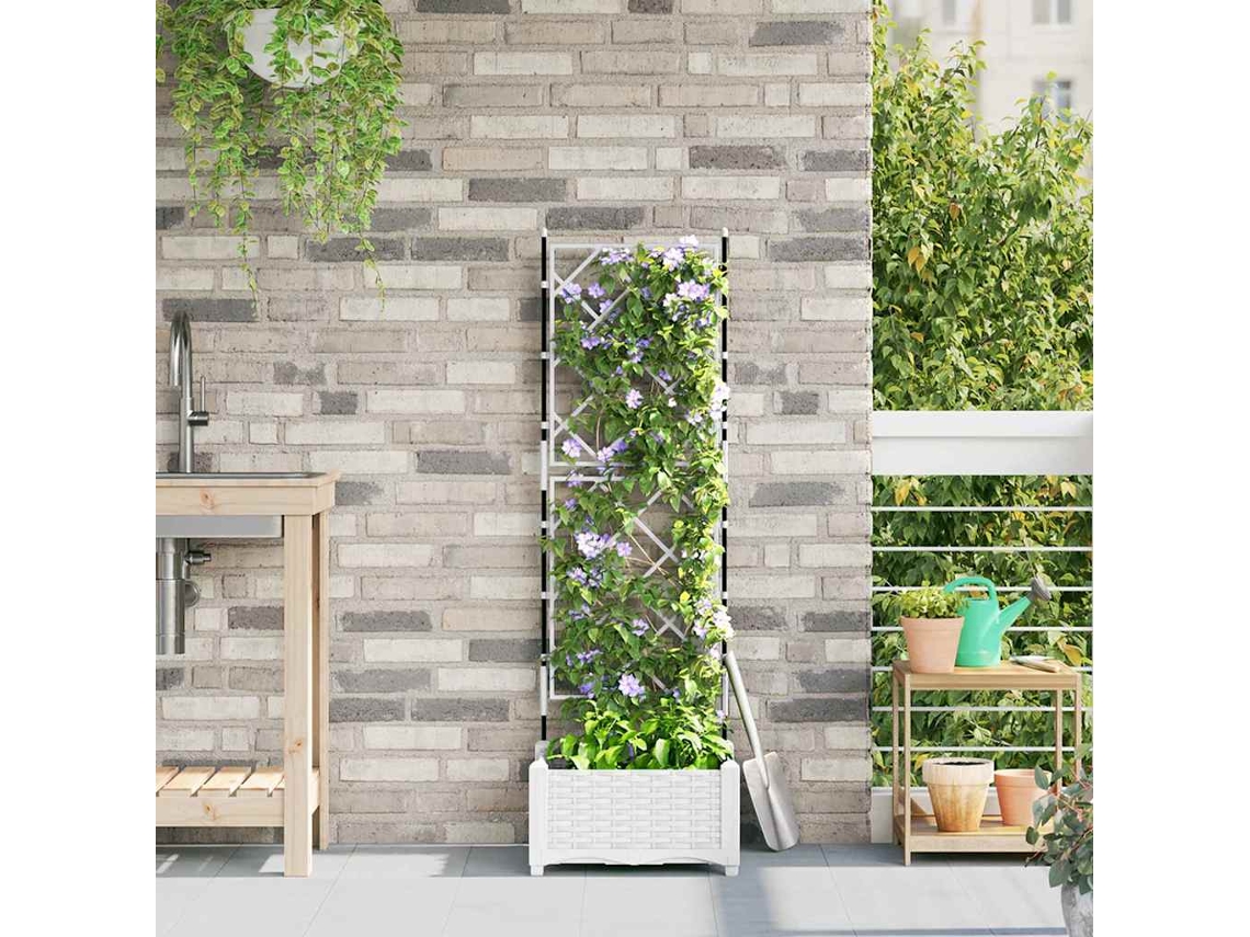 Vidaxl Vaso De Jardim Branco 40 X 40 X 125,5 Cm Pp