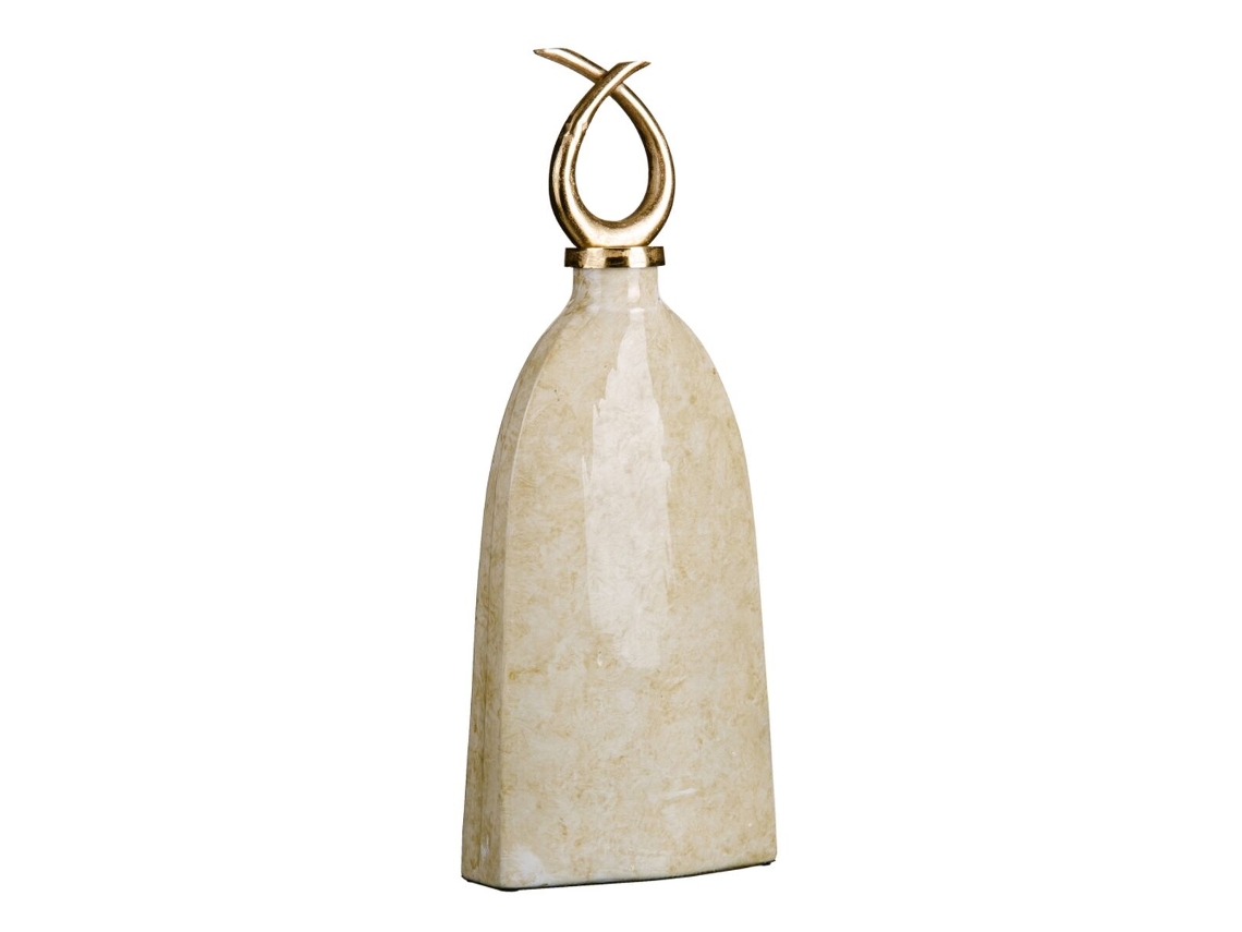 Vaso 24 x 13 x 64 cm Cristal Dourado Metal Branco