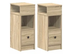 Conjunto de 2 Mesas de Cabeceira com Gaveta Carvalho Sonoma MAISON EXCLUSIVE (25x31x66 cm)