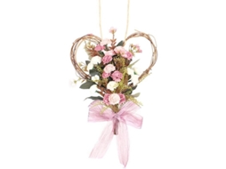 Corona De Flores Artificiales Corazón Clavel Simulación Para Decoración Pared Colgante Rosa