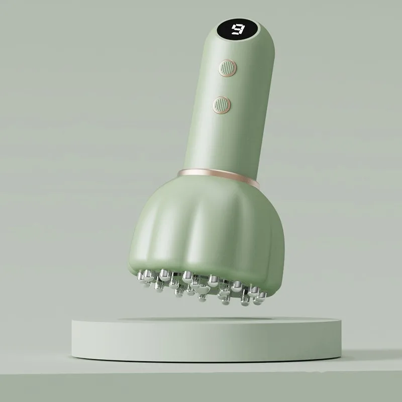 (verde) Massageador Portátil Inteligente Gua Sha Com Vibração Elétrica E Compressa Quente