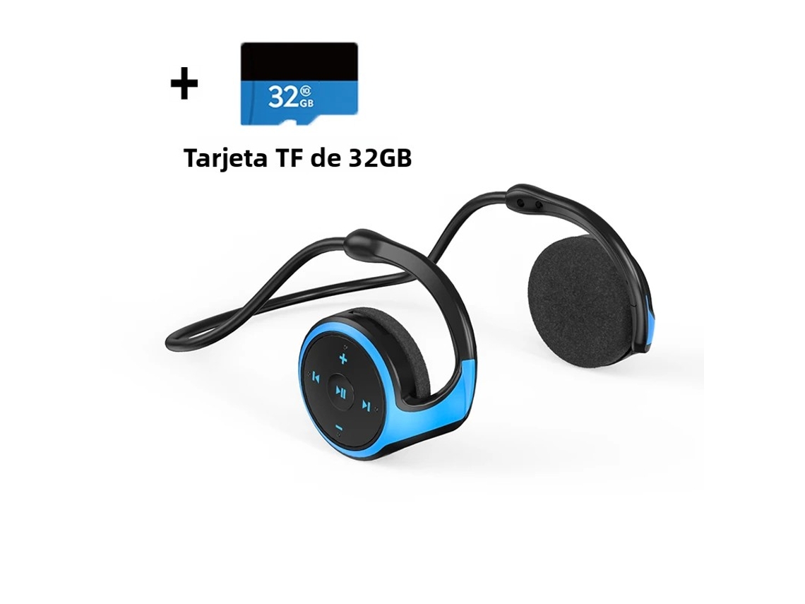 Fones de Ouvido Mp3 Sem Fio Bluetooth com Rádio Fm, Entrada para Cartão de Memória e Microfone. MDUG (azul + Cartão de 32 Gb)