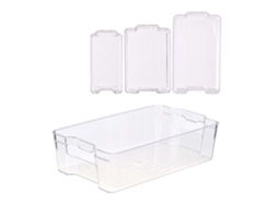 Conjunto de 3 Bandejas Organizadoras Transparentes para Geladeira. 3,9l 5,2l 6,7l DAM