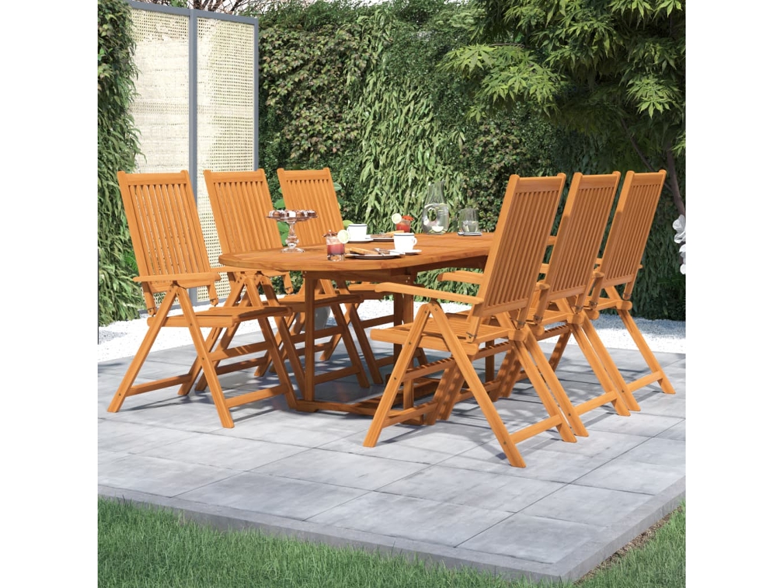 Conjunto de 7 Peças de Jantar em Madeira de Acácia Maciça 160x240 cm VIDAXL
