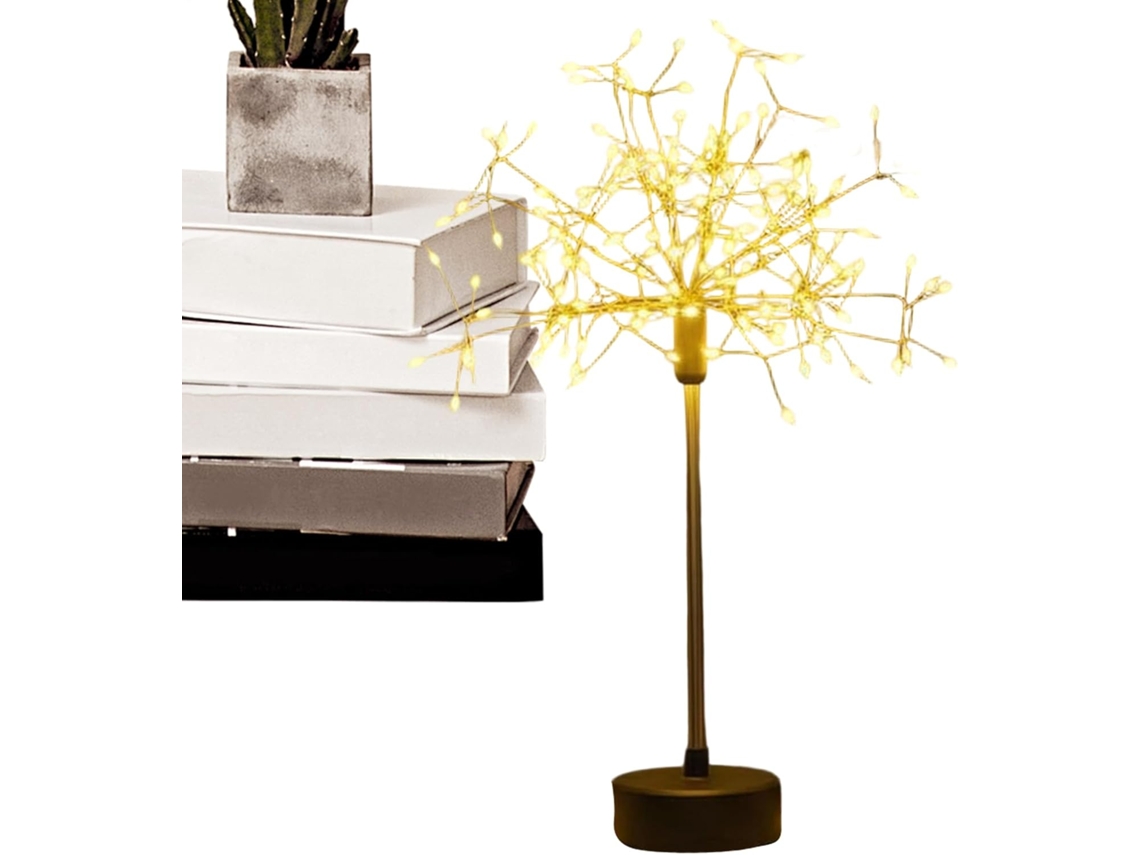 Guirlanda De Luzes Em Abs E Ferro – Abajur Mesa Formato Flor 29cm,