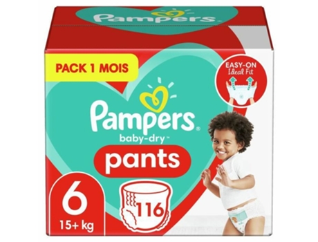 Fraldas descartáveis PAMPERS Baby-Dry 6 6 Anos (116 uds)