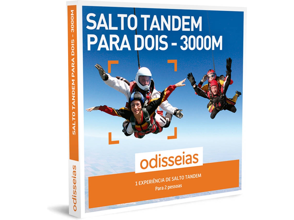 ODISSEIAS Pack Presente - Salto Tandem a 3.000 Metros para Dois - Experiência de Aventura para 2 pessoas
