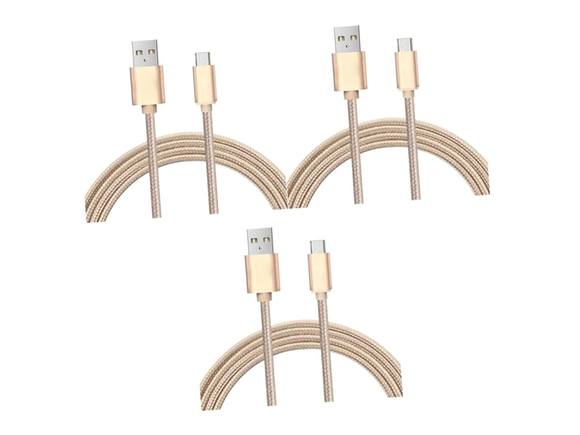 Conjunto De 3 Cabos Micro Usb Trançados Em Nylon, Com Vários Metros