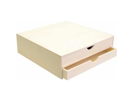 Bloco De Madeira Duas Gavetas 34,5x34x10cm Artémio Castanho Artemio
