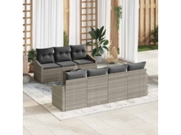 Vidaxl Conjunto De Sofás 8 Unid. Cinza Claro E Cinza Escuro Vime Pe