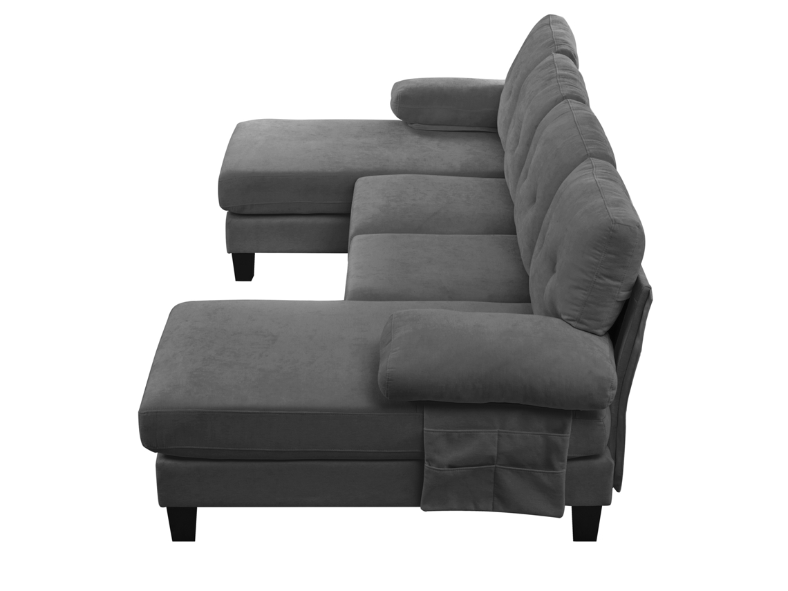 Sofá Moderno Estofado Em Chenille, para sala de estar, cinzento