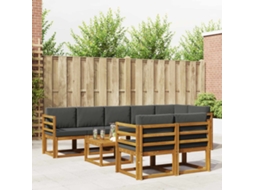 Vidaxl Conjunto De Sofás Para Exterior 9 Unid. Natural E Antracite