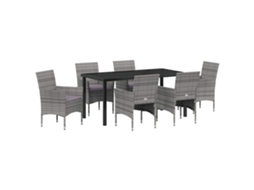 Maison Exclusive - Conjunto De Jantar Para Jardim 7 Pcs Cinzeto Vime Pe